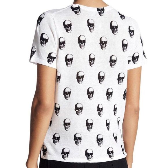Skull Cashmere Women White & Black Sybil Crew-Neck Pullover Linen Tee Si… - Picture 3 of 13